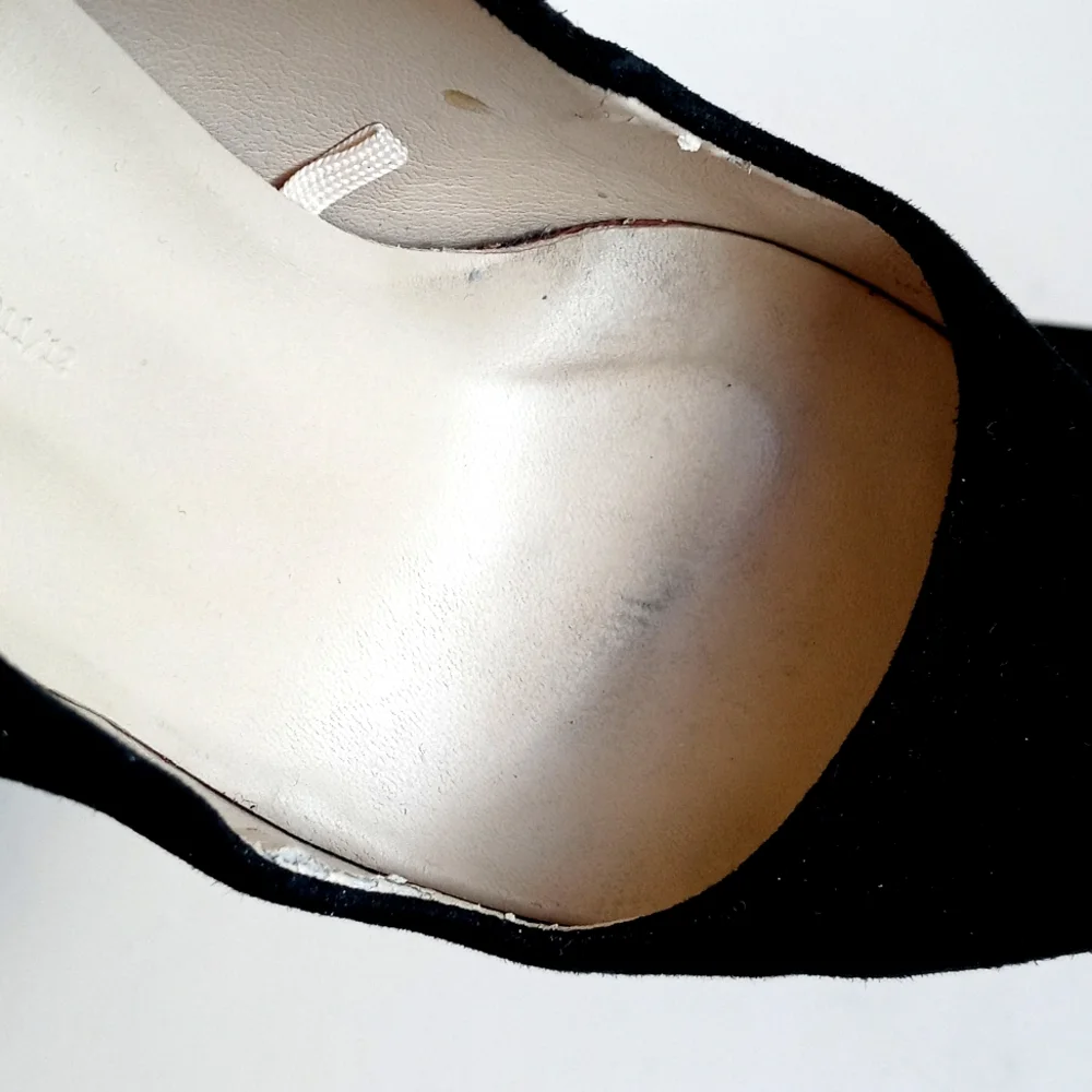 Zara Women’s Elegant Black Leather Suede Steel Chrome 5” Platform Heels 38 (7.5)